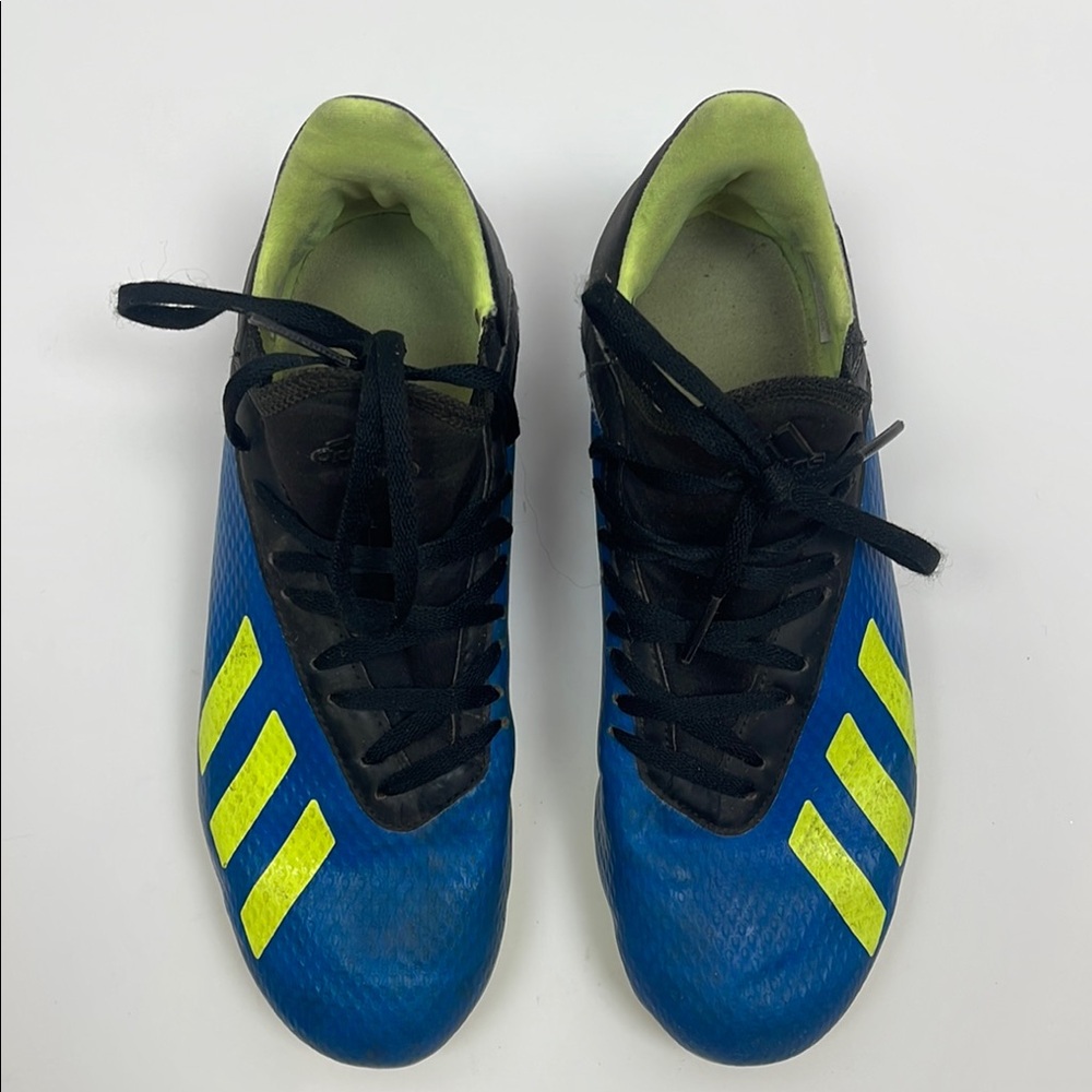 Adidas X Blue and Yellow Athletic Soccer Cleats for boys size 5